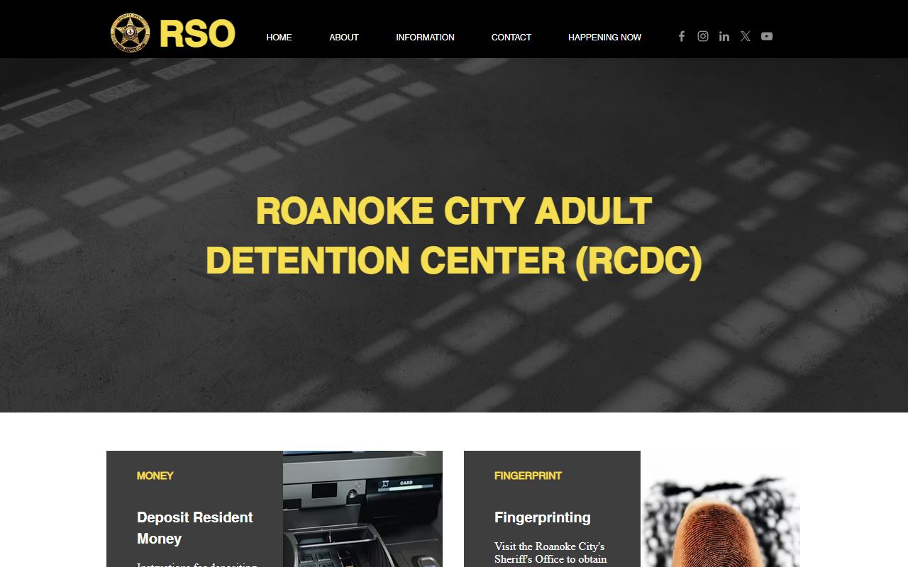 Roanoke City Adult Detention Center detention hub and inmate lookup links